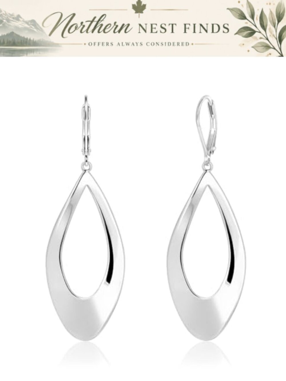 Sterling Silver Twist Teardrop Dangle Drop Earrings Leverback